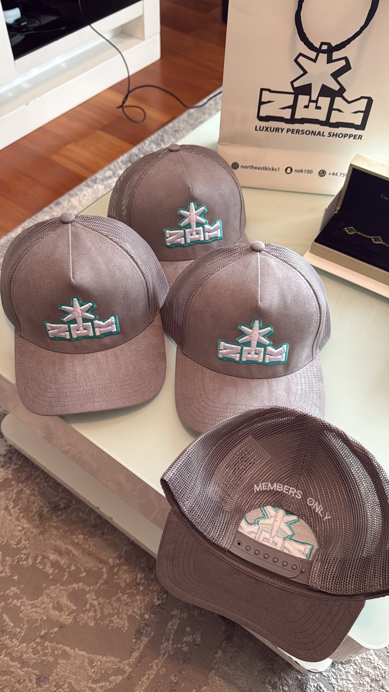 NEK Grey Suede Logo Cap – Members Only Edition