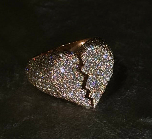 18K Rose Gold Coated Broken Heart Ring with VVS Lab Diamonds 💔